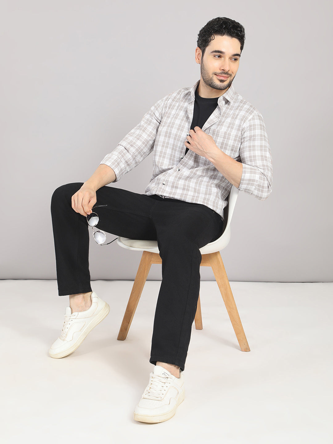 KOMPANION Men's Brown Checks Shirt