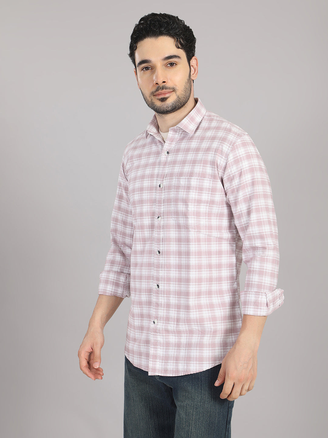 KOMPANION Men's Lilac Checks Shirt