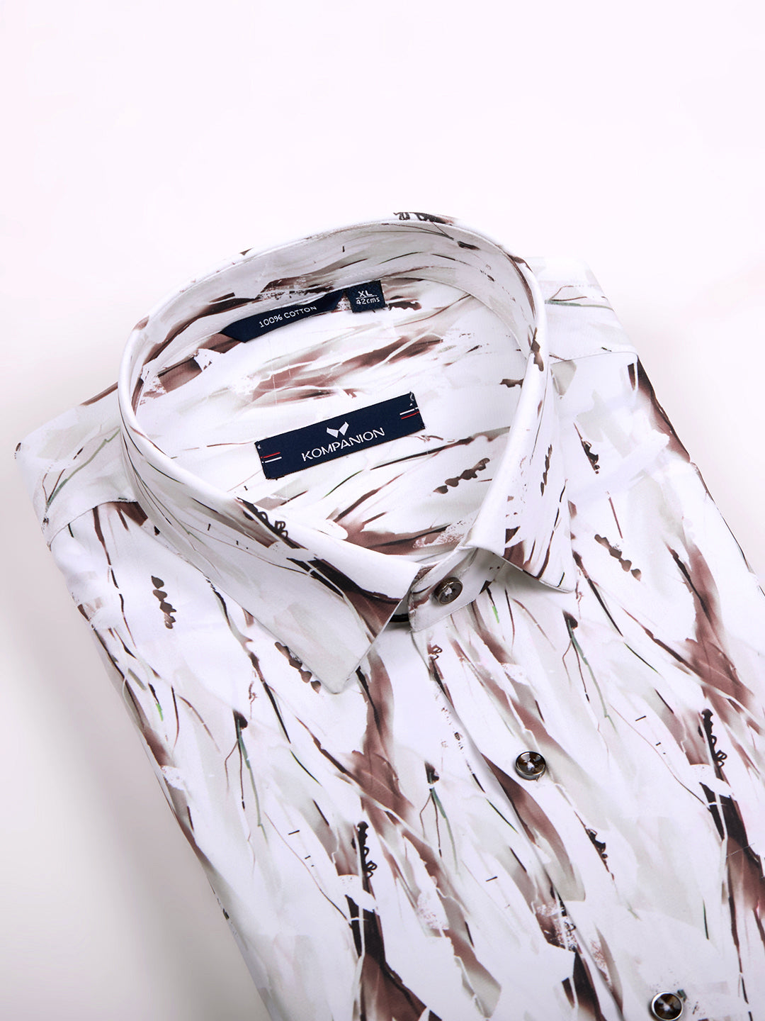 KOMPANION Men's Digital Dark Brown print Shirt