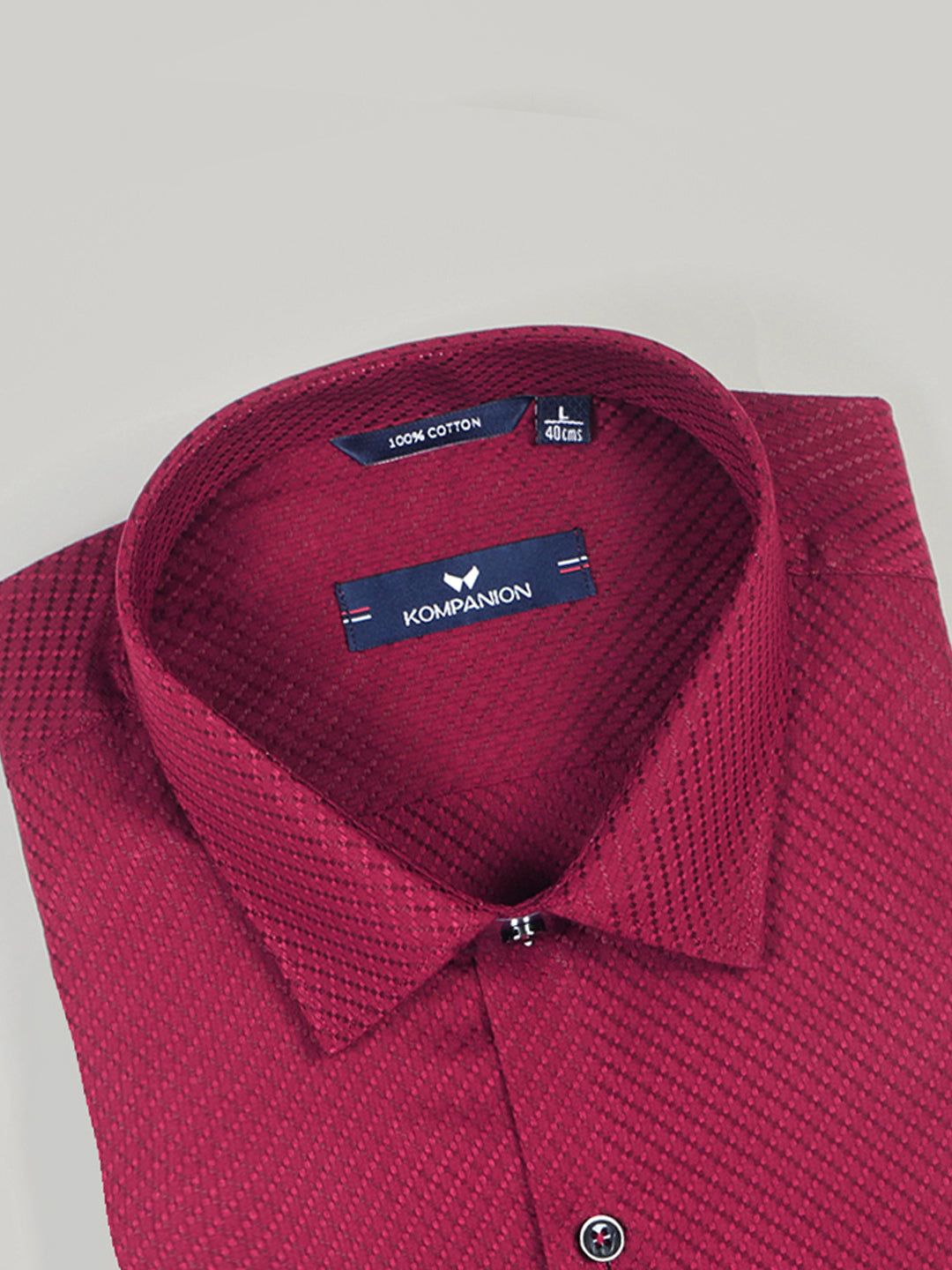 KOMPANION Men's Self structure Shirt - Maroon