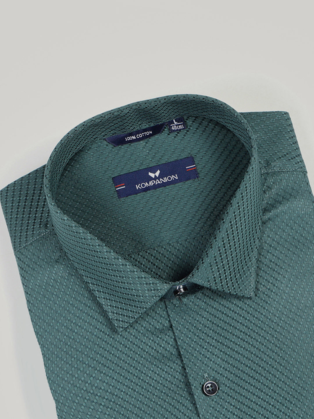 KOMPANION Men's Self structure Shirt - Green