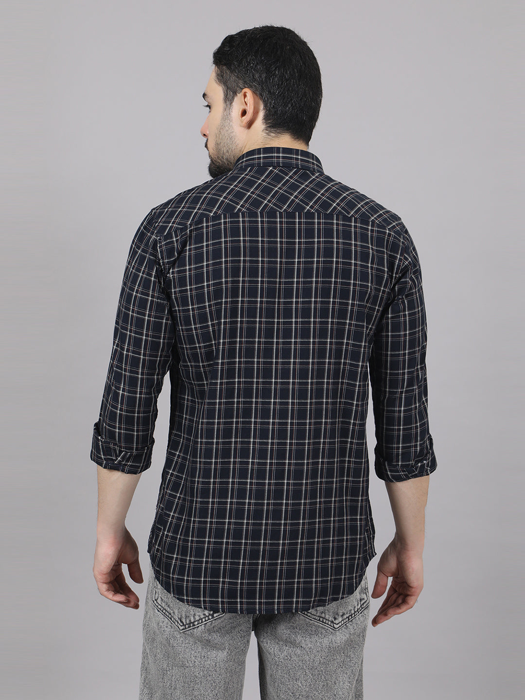 Kompanion Men's Black/Beige Checks Shirt