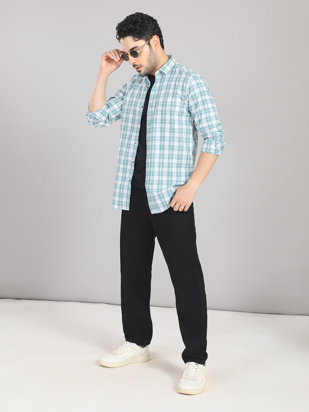 KOMPANION Men's Green Checks Shirt