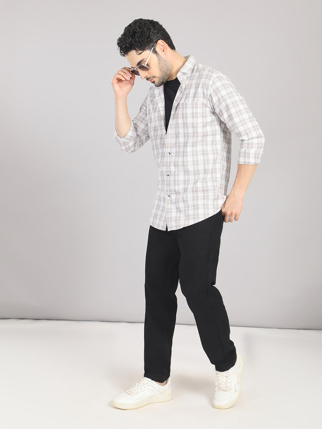 KOMPANION Men's Brown Checks Shirt