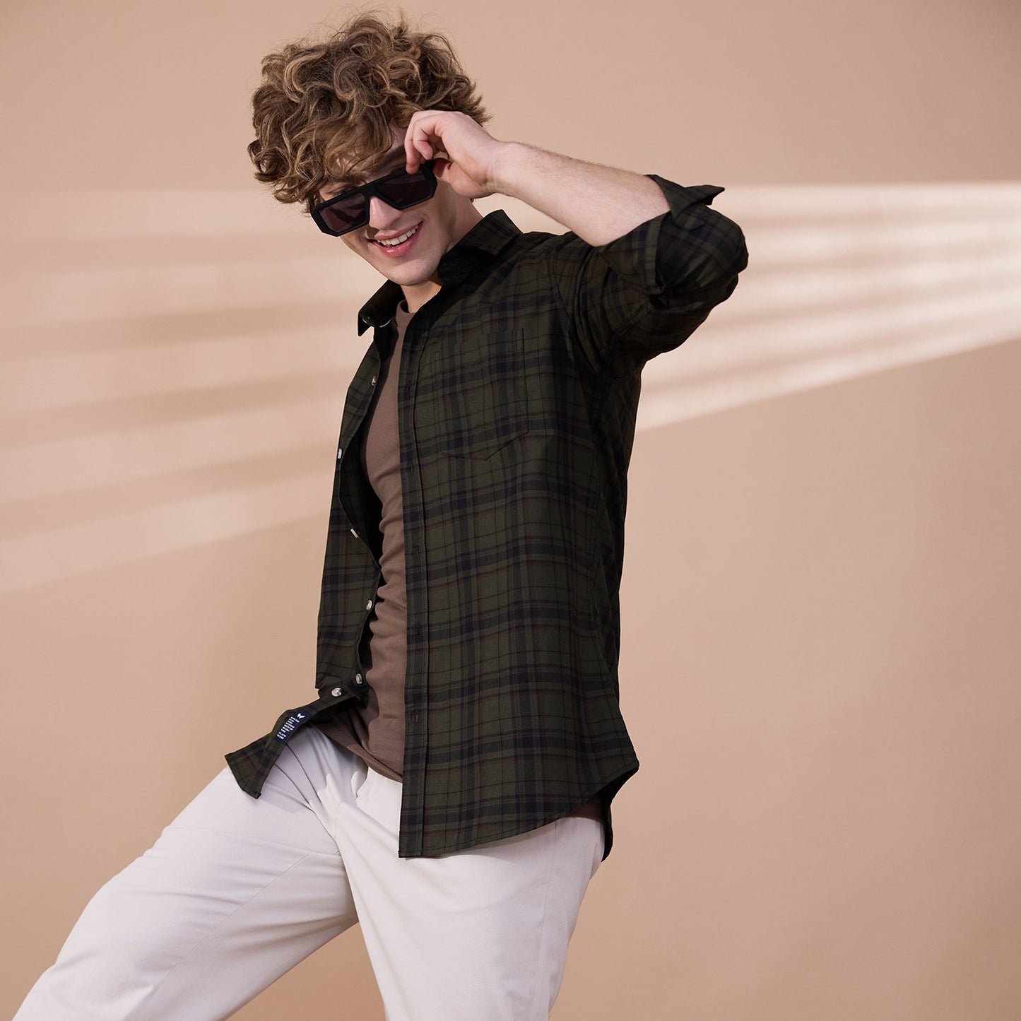 KOMPANION Men's Green Checks Shirt