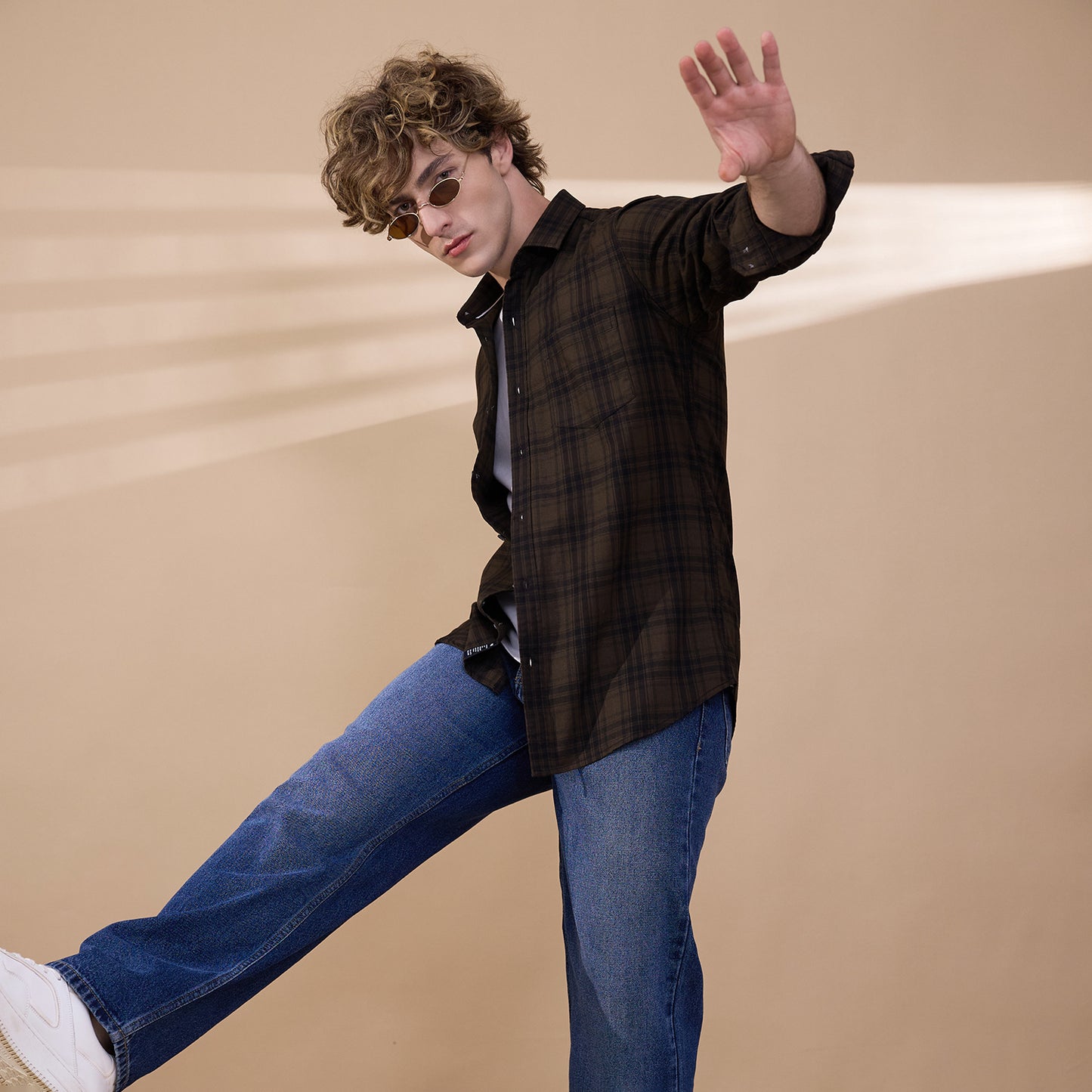 KOMPANION Men's Mehendi Green Checks Shirt