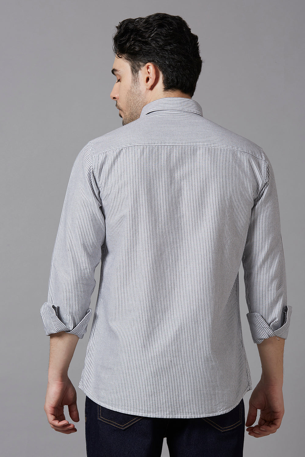 KOMPANION Smart Fit Stripe Shirt For Men Black