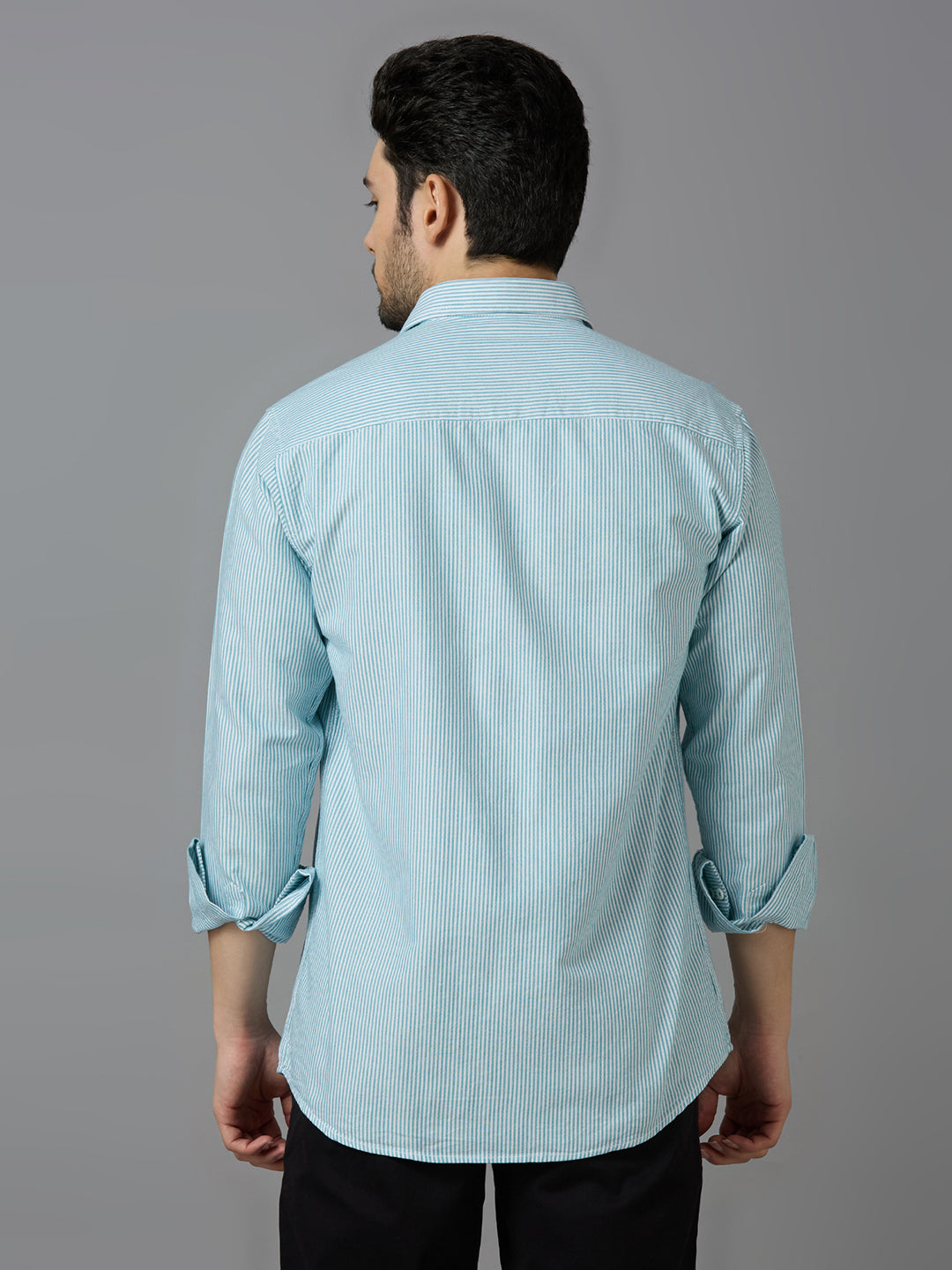 KOMPANION Smart Fit Stripe Shirt For Men Green