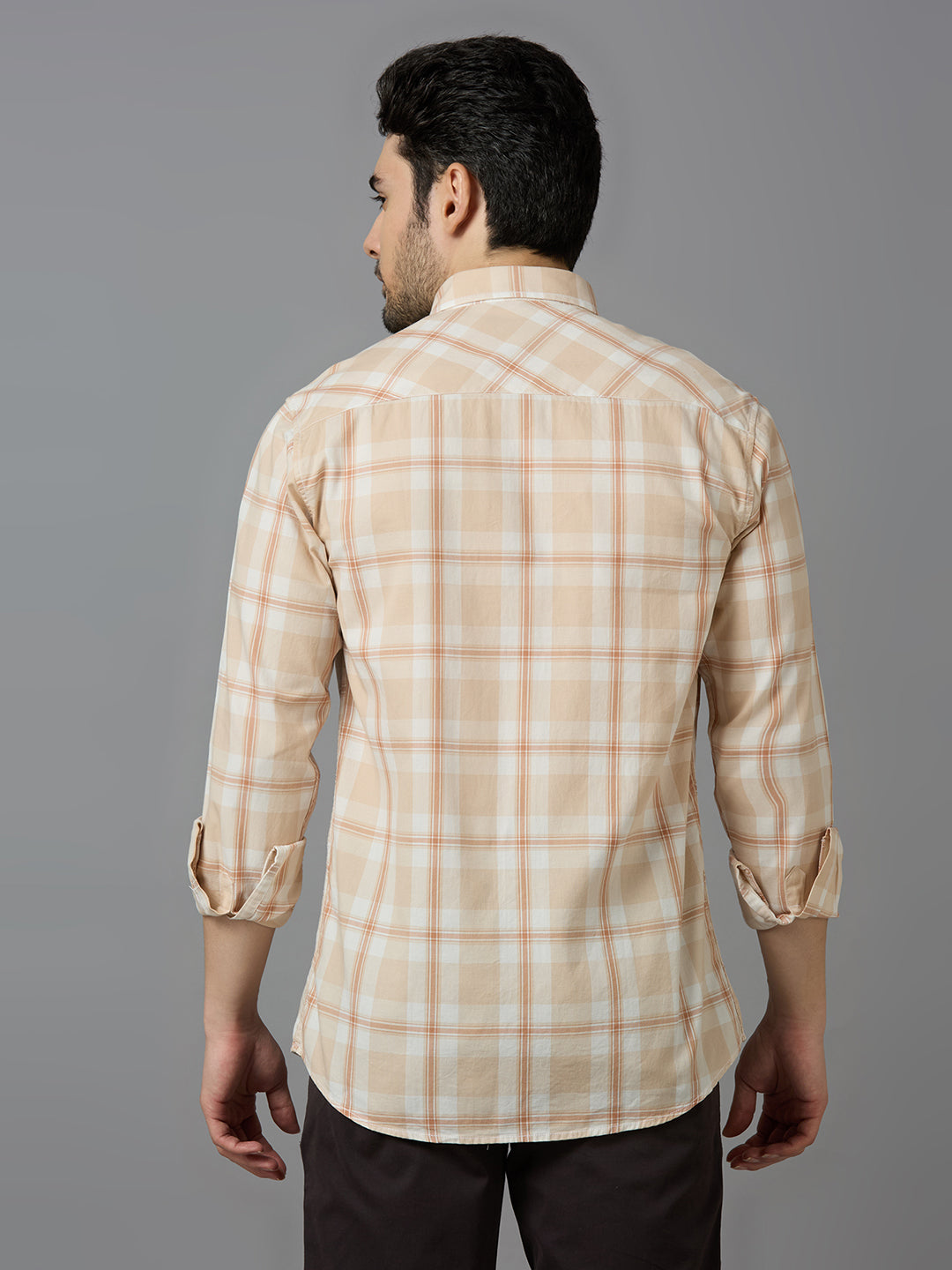 KOMPANION Smart Fit Casual Shirt for Men Brown