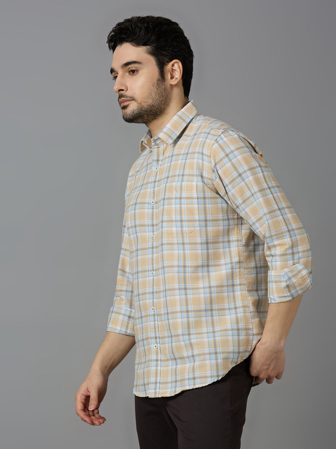 KOMPANION Smart Fit Casual Shirt For Men Cream