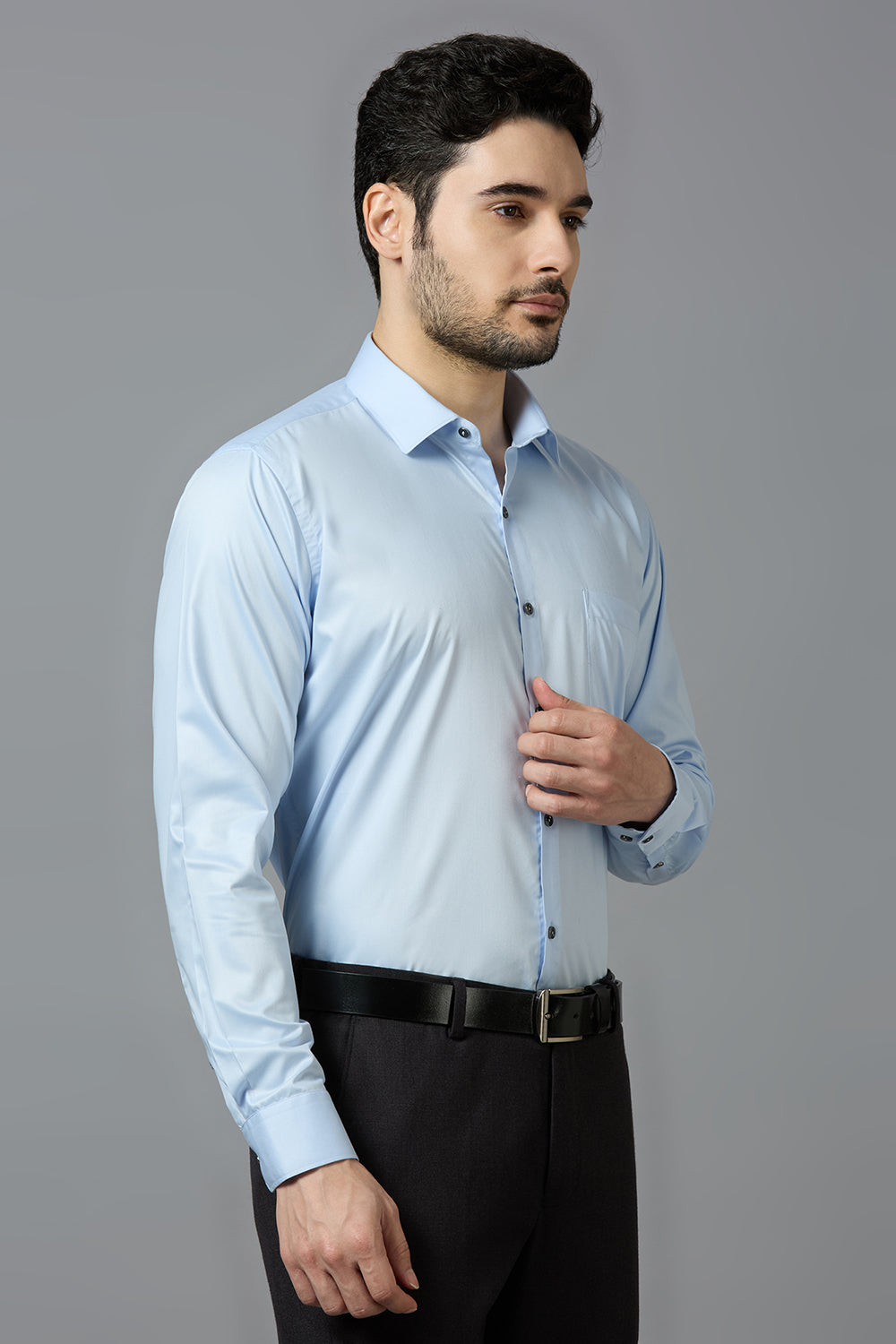 Light Blue Elegant Office Wear Shirt for Men - ALLEN BROWN