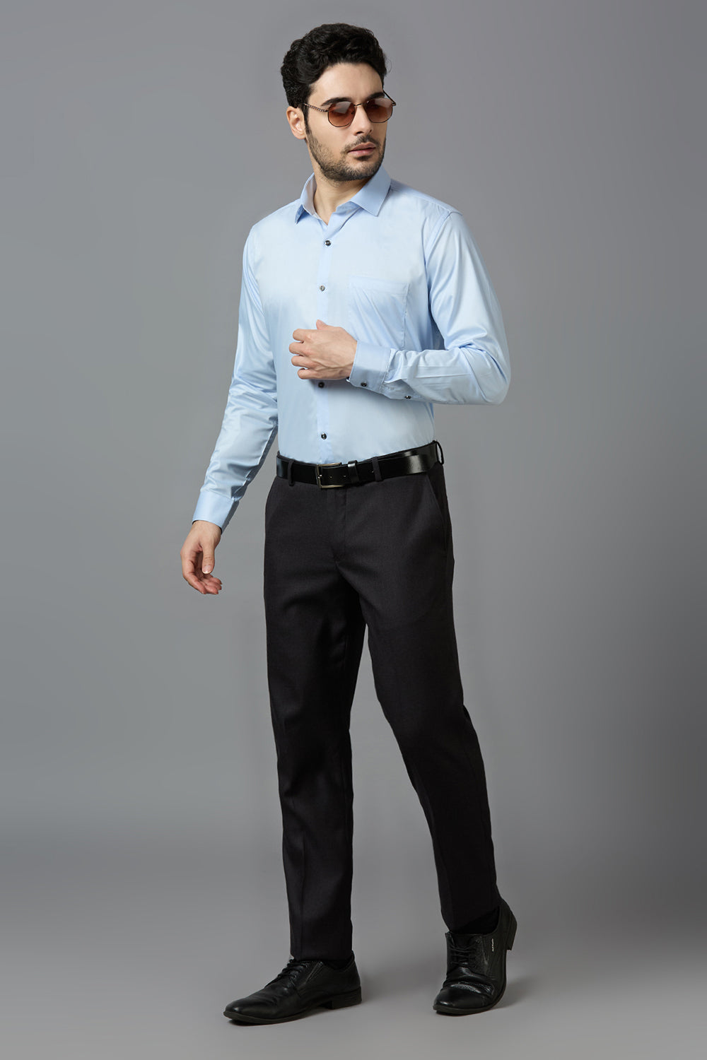 Light Blue Elegant Office Wear Shirt for Men - ALLEN BROWN