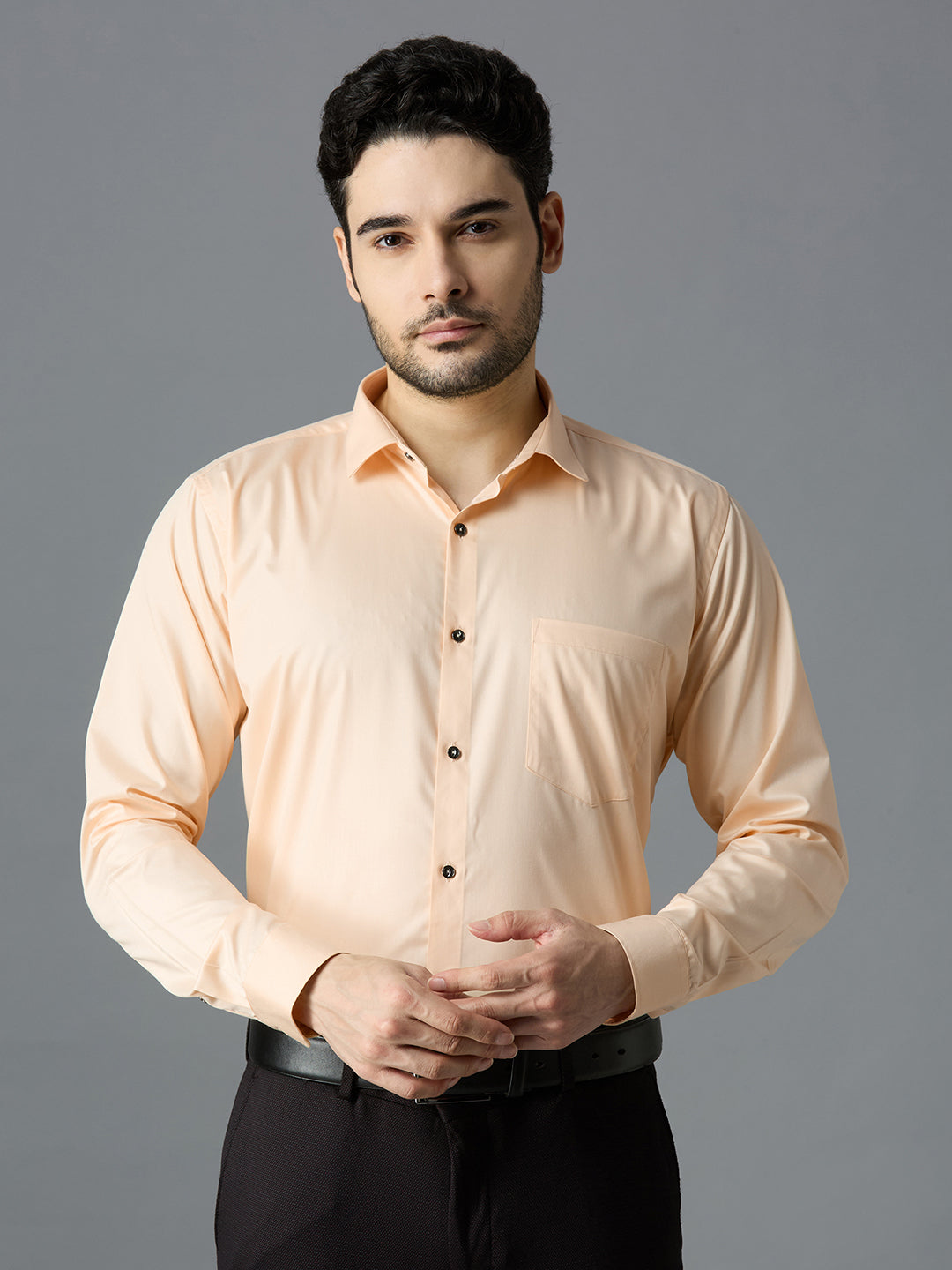 Cream Elegant Office Wear Shirt for Men - ALLEN BROWN