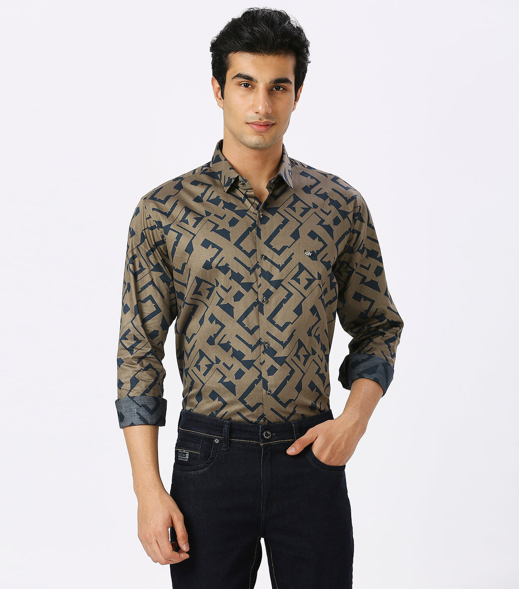 BLUE PRINT SHIRT | Satin