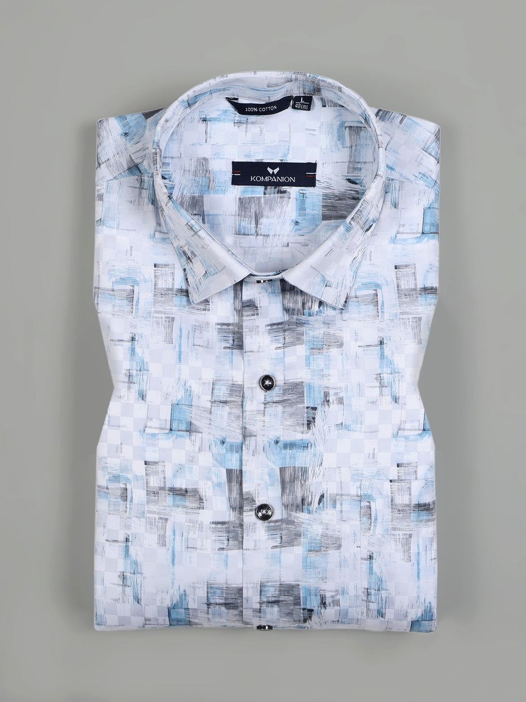 Kompanion Men's Light Blue Digital print Shirt