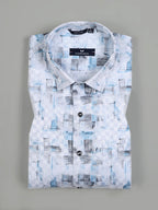 Kompanion Men's Light Blue Digital print Shirt