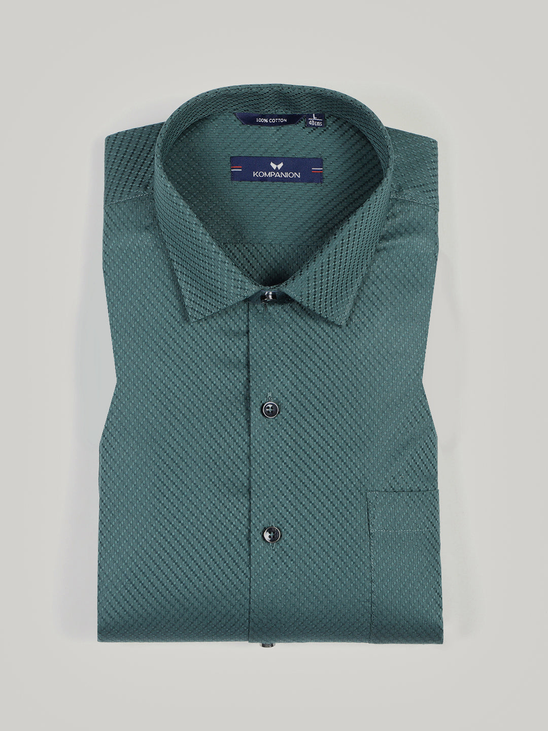 KOMPANION Men's Self structure Shirt - Green