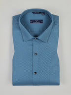KOMPANION Men's Self structure Shirt - Teal Blue