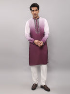 KOMPANION Men's Ombre Style Magenta Kurta