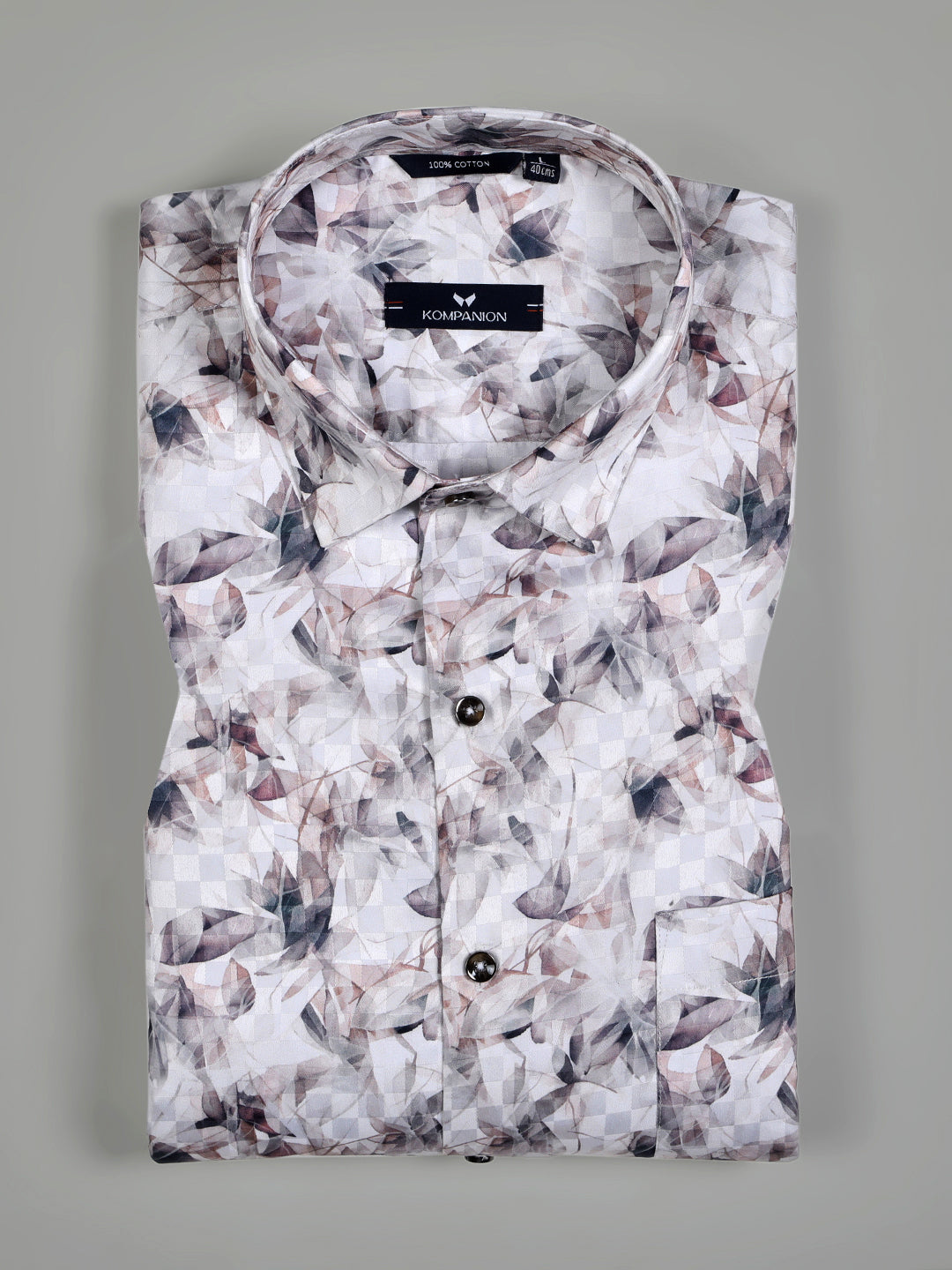 Kompanion Men's Dark Brown Digital print Shirt.