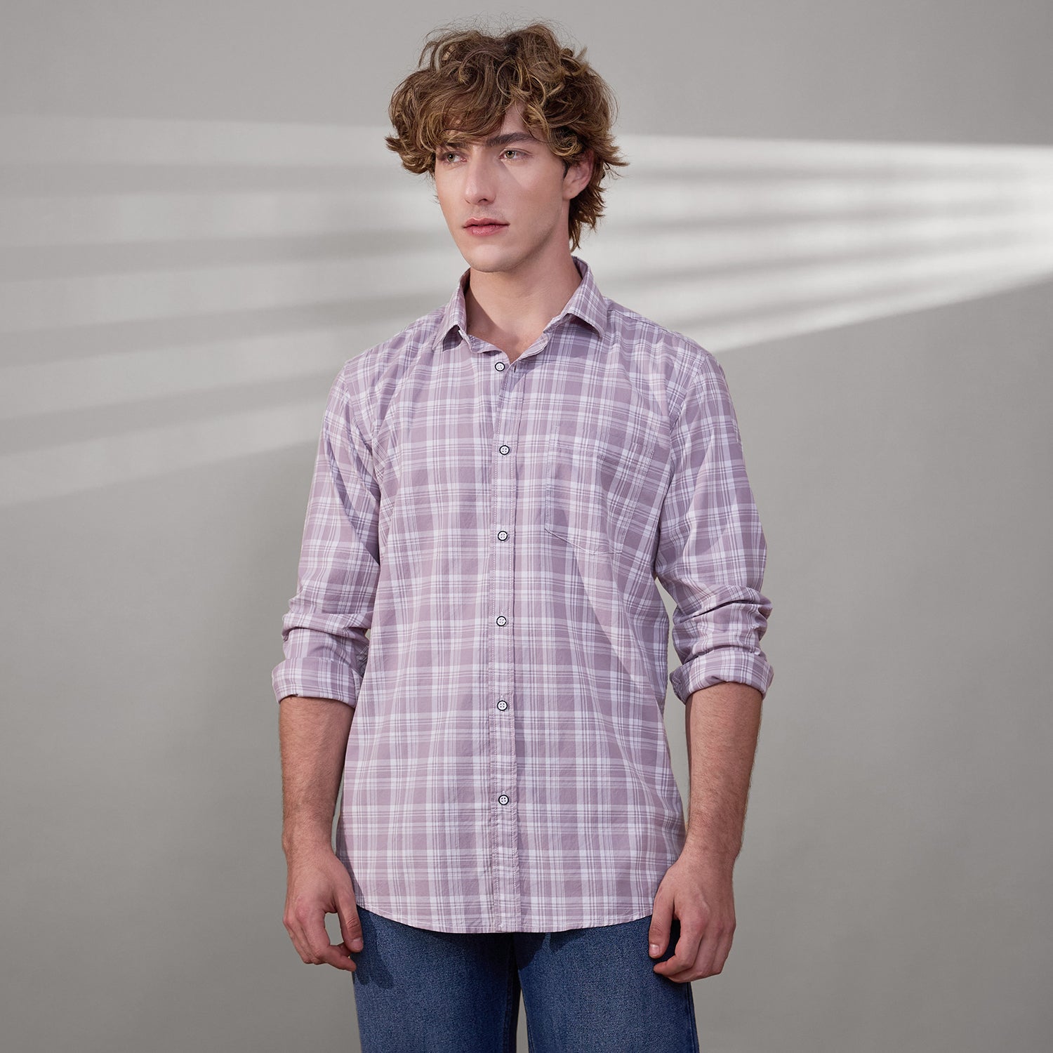 KOMPANION Men's Lilac Checks Shirt