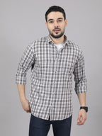 Kompanion Men's Brown/White Checks Shirt