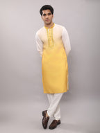 KOMPANION Men's Ombre Style Yellow Kurta