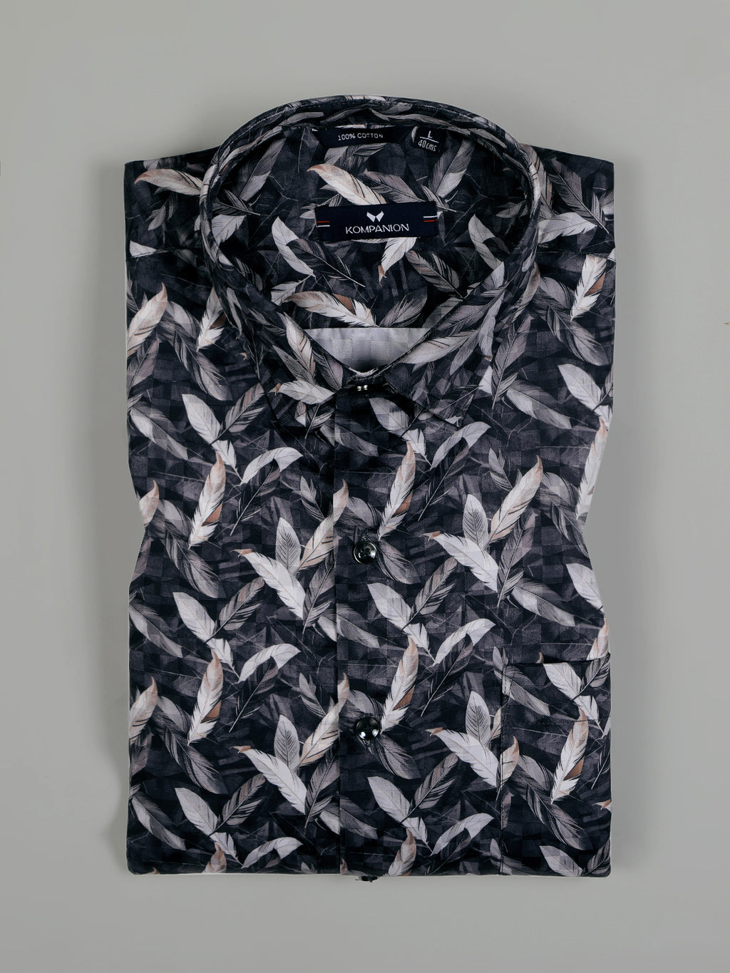 Kompanion Men's Cream Digital print Shirt