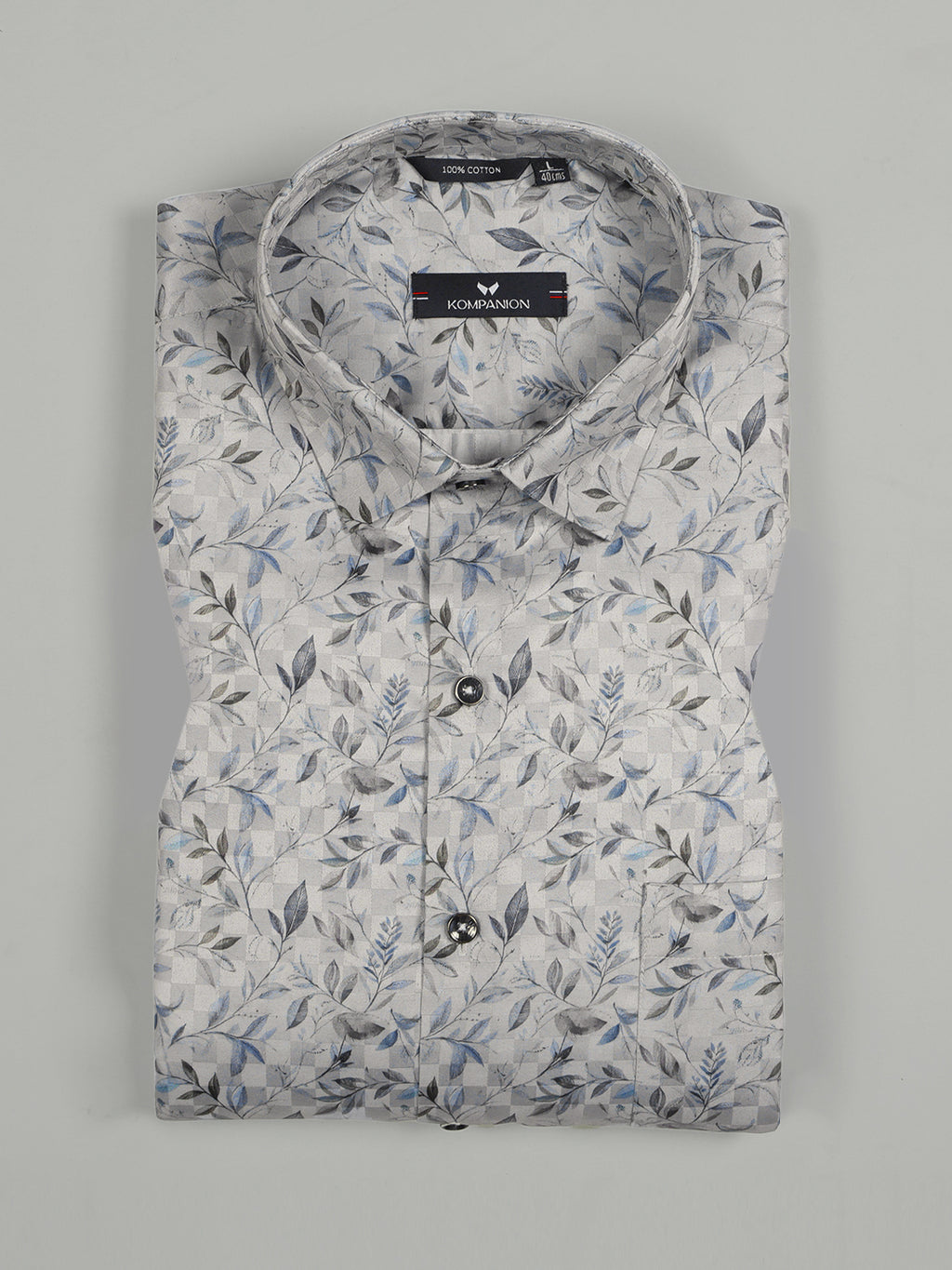 Kompanion Men's Blue/Grey Digital print Shirt