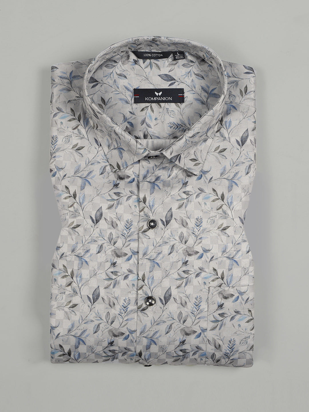 Kompanion Men's Blue/Grey Digital print Shirt