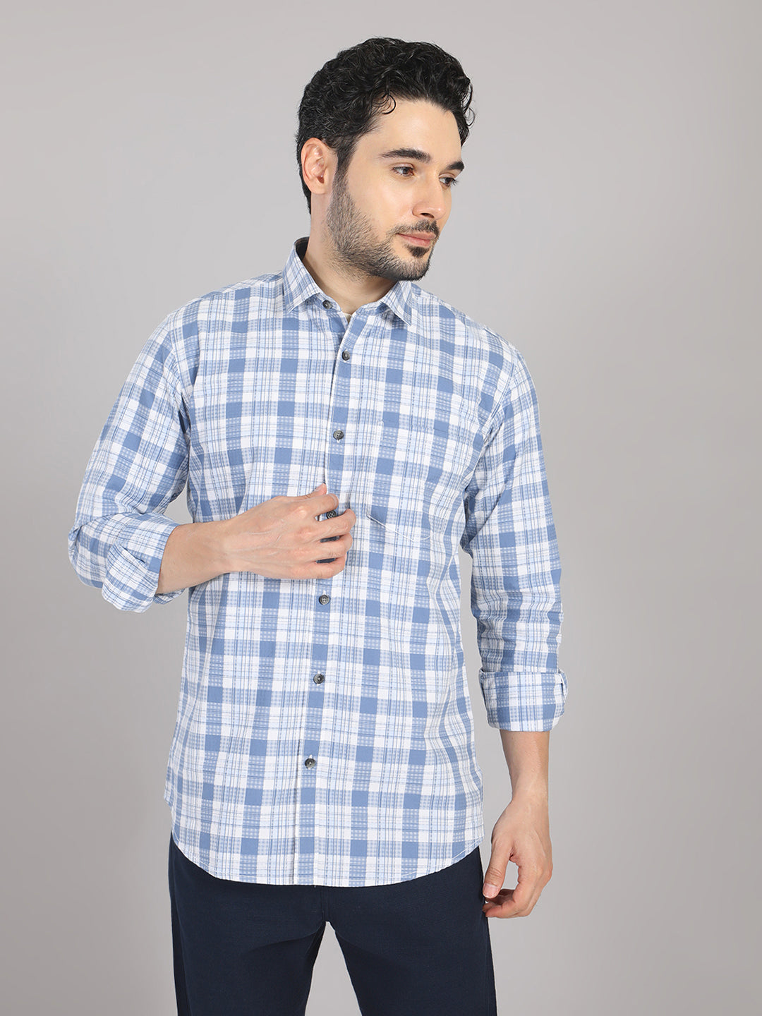KOMPANION Men's Blue Checks Shirt