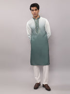 KOMPANION Men's Ombre Style Green Kurta