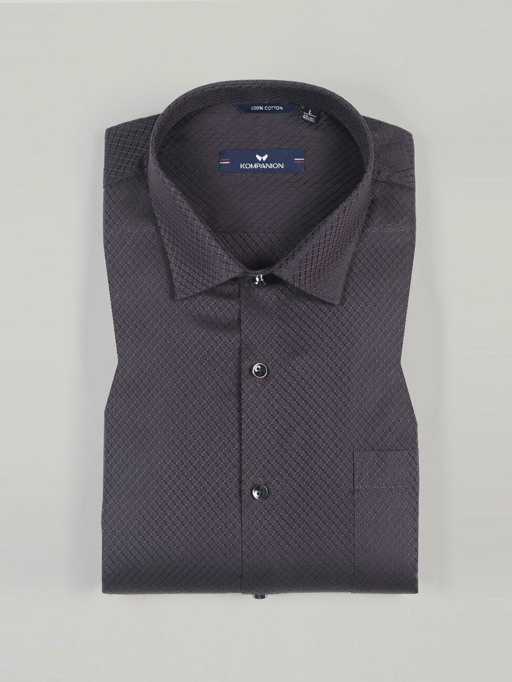 KOMPANION Men's Self structure Shirt - Dark Brown