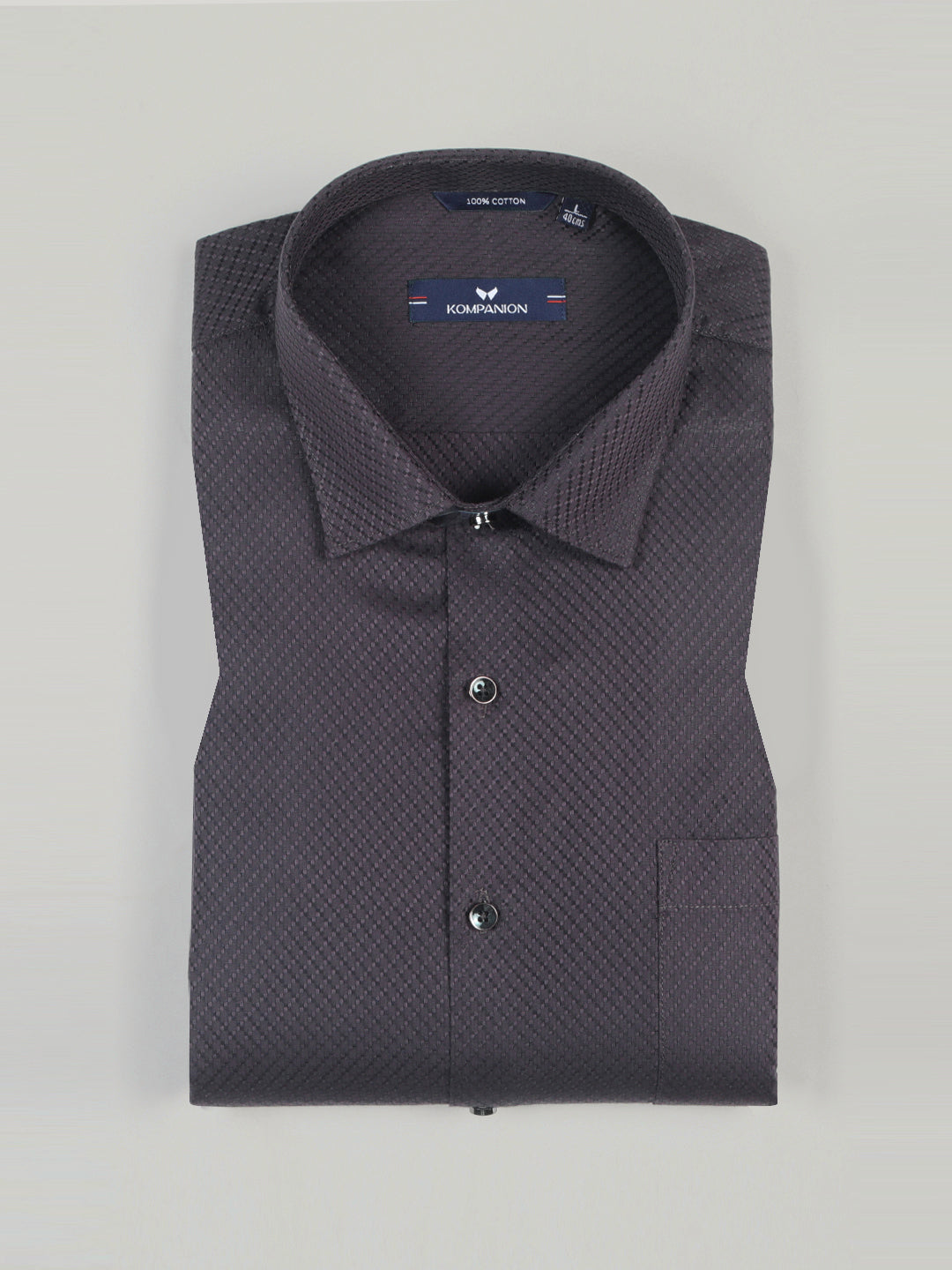 KOMPANION Men's Self structure Shirt - Dark Brown