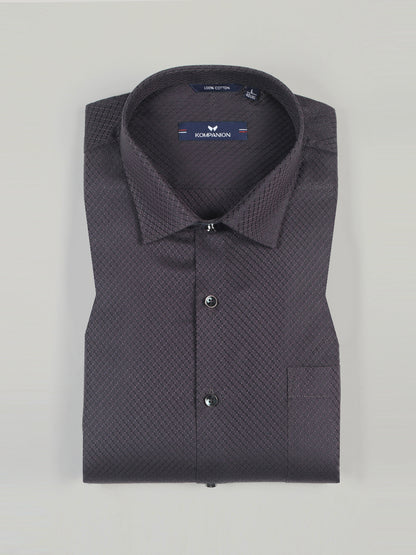 KOMPANION Men's Self structure Shirt - Dark Brown