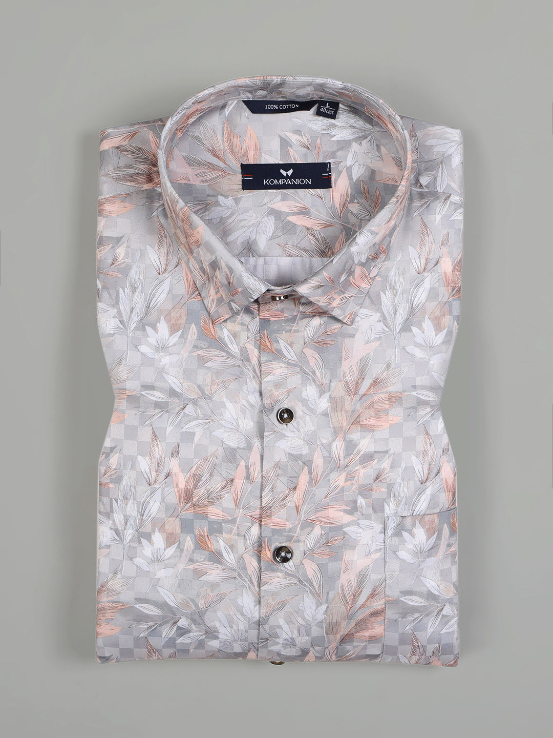 Kompanion Men's Peach Digital print Shirt