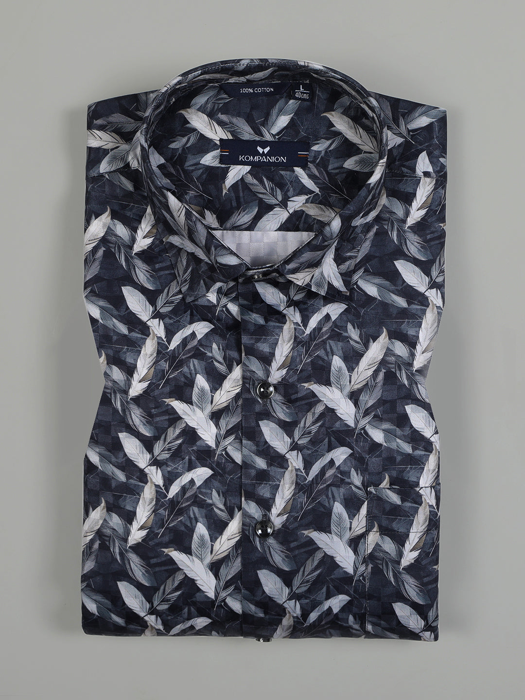 Kompanion Men's Dark Grey Digital print Shirt