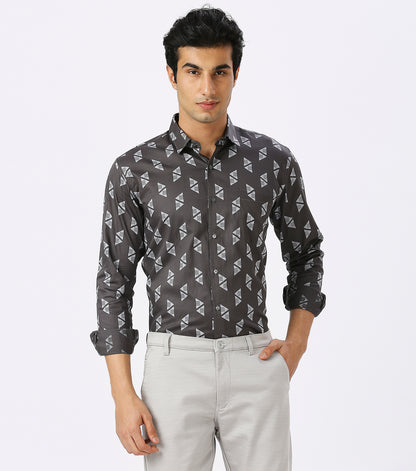 LIGHT GREY PRINT SHIRT