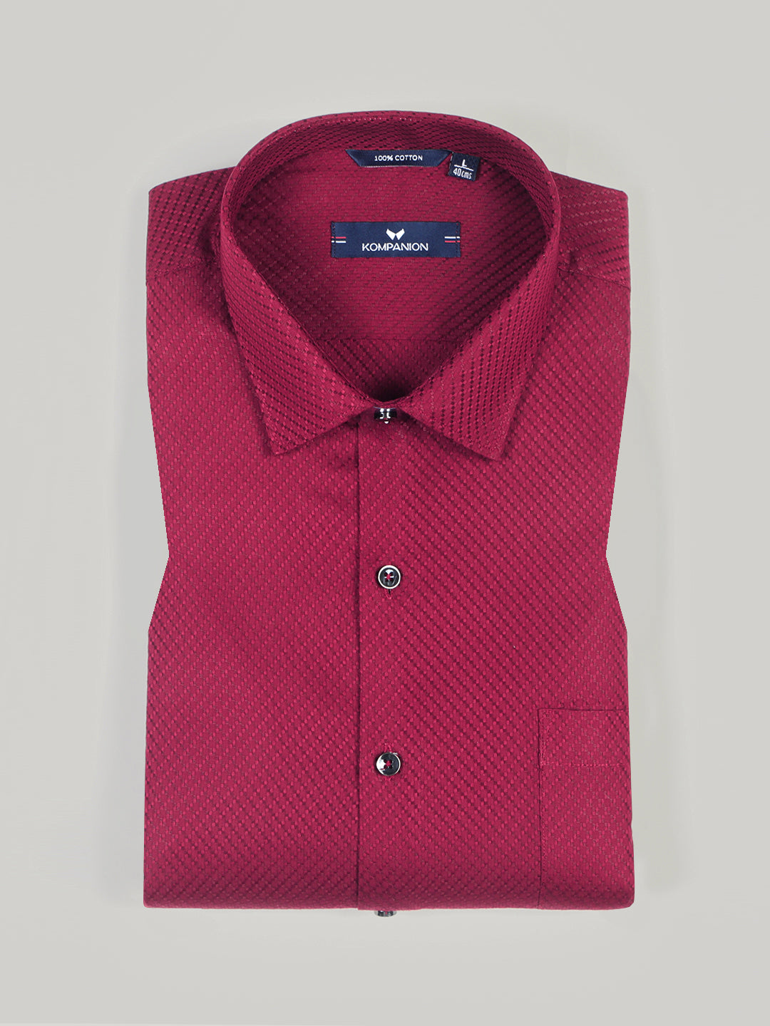 KOMPANION Men's Self structure Shirt - Maroon