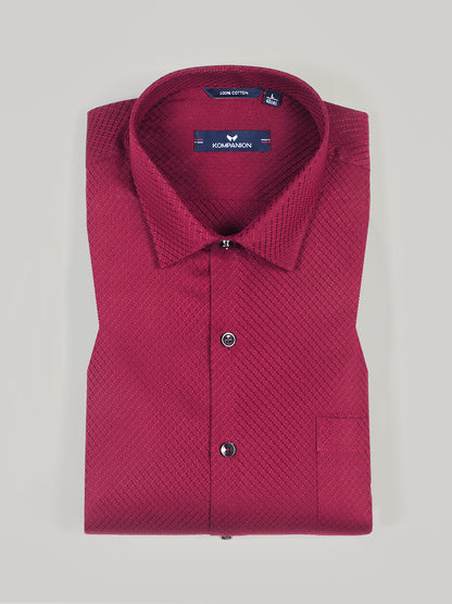 KOMPANION Men's Self structure Shirt - Maroon