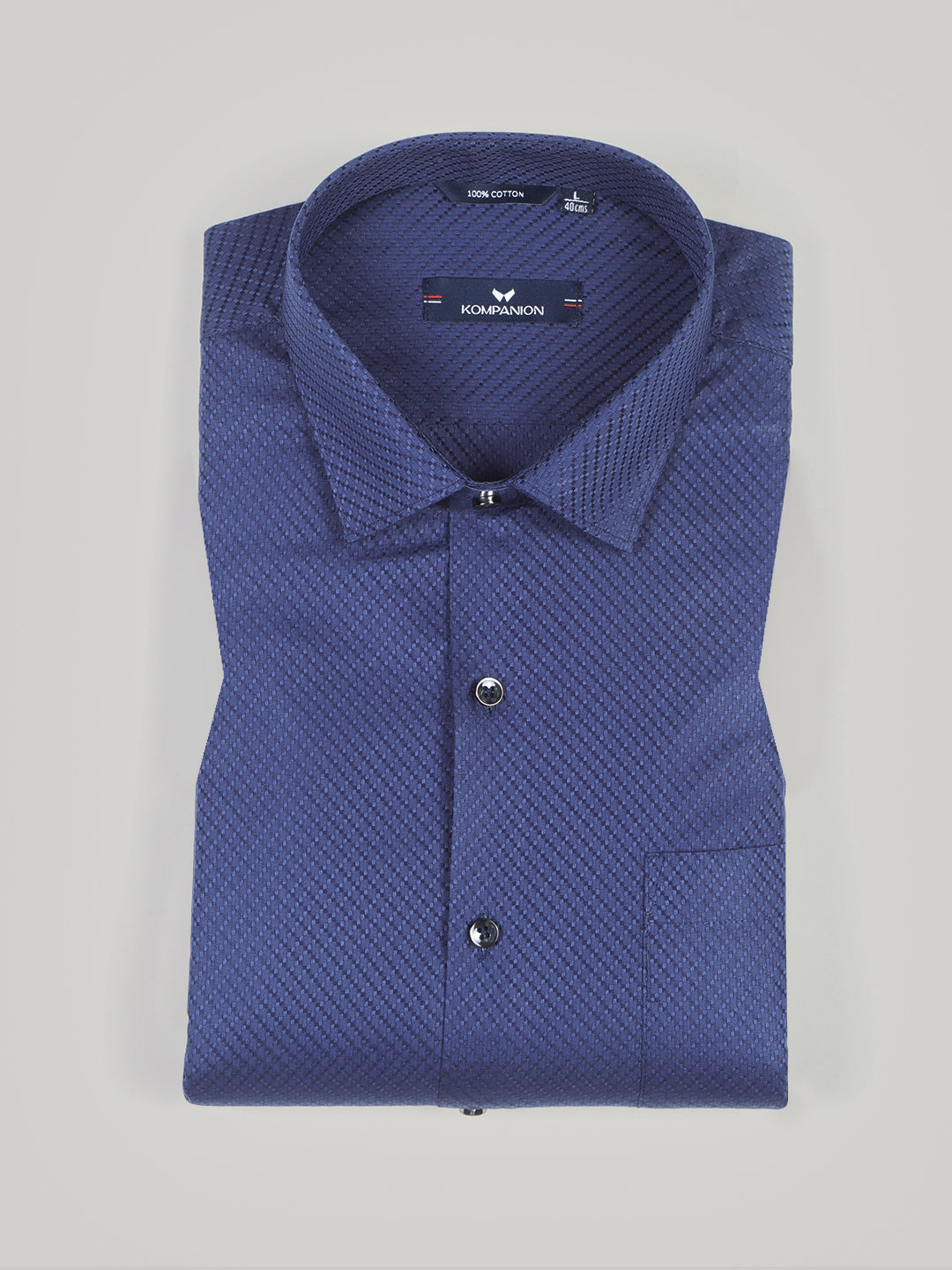 KOMPANION Men's Self structure Shirt - Blue