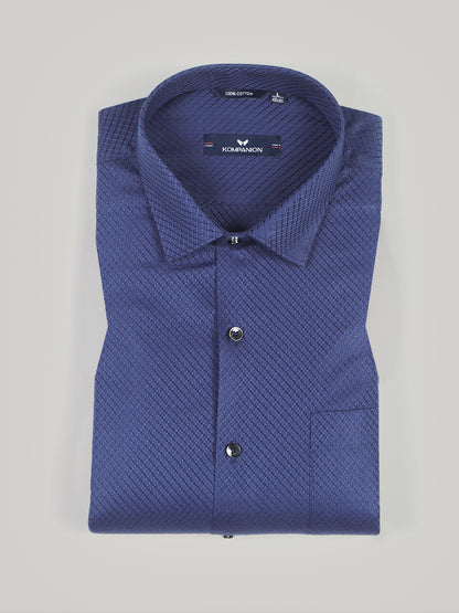 KOMPANION Men's Self structure Shirt - Blue