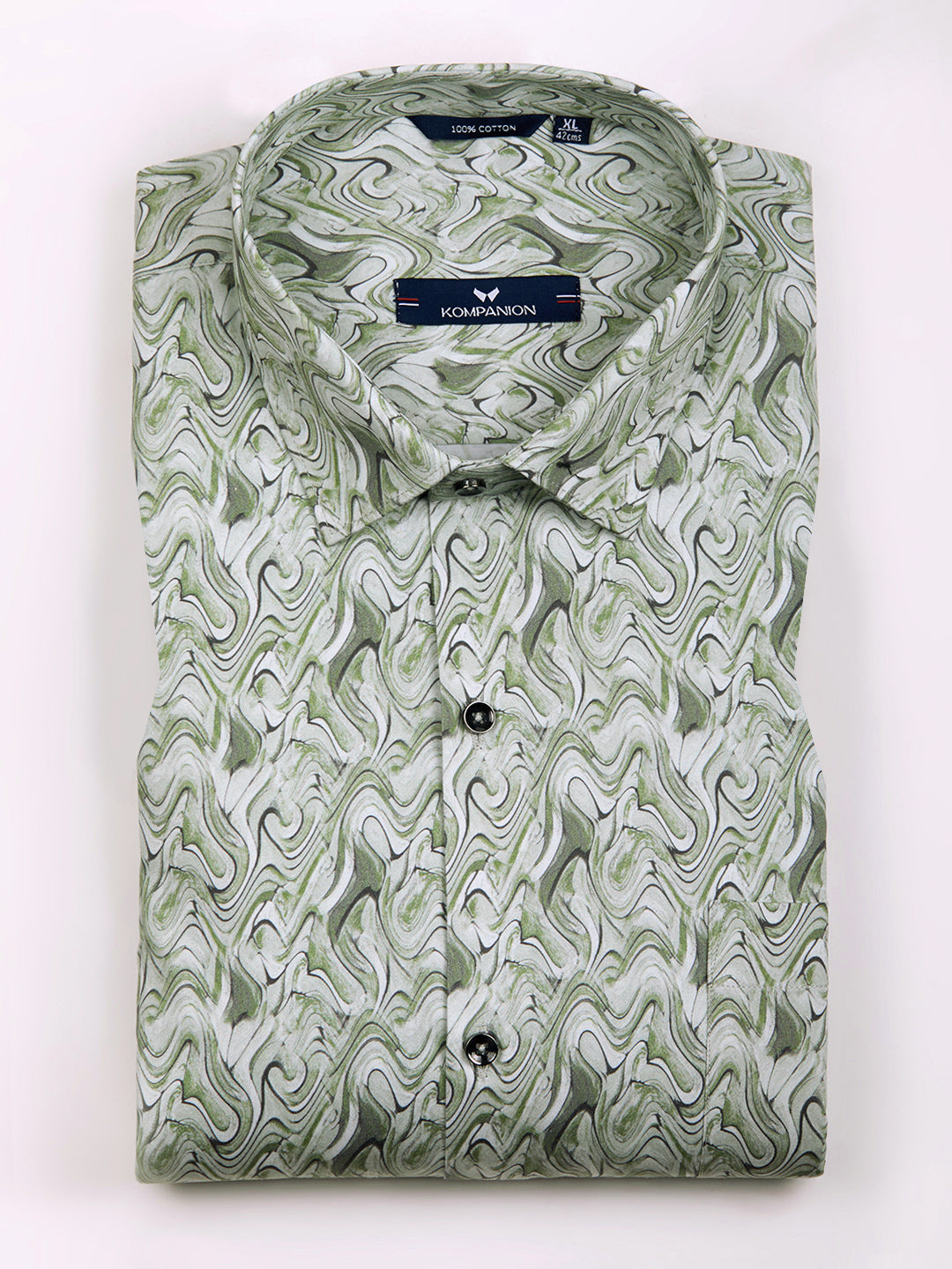 KOMPANION Men's Digital Pista Green print Shirt