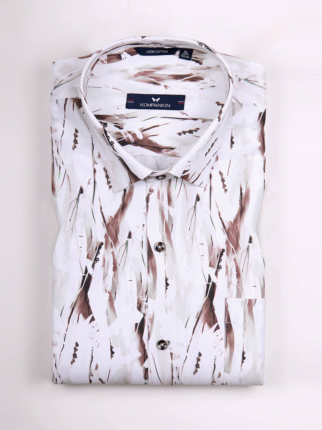 KOMPANION Men's Digital Dark Brown print Shirt