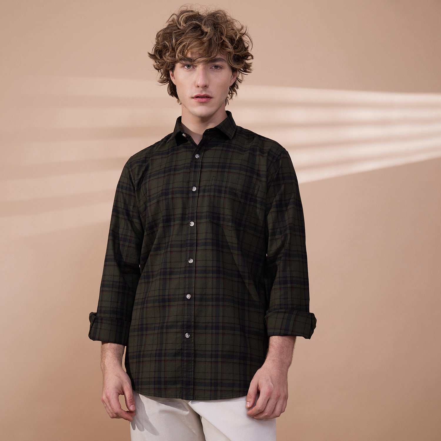 KOMPANION Men's Green Checks Shirt