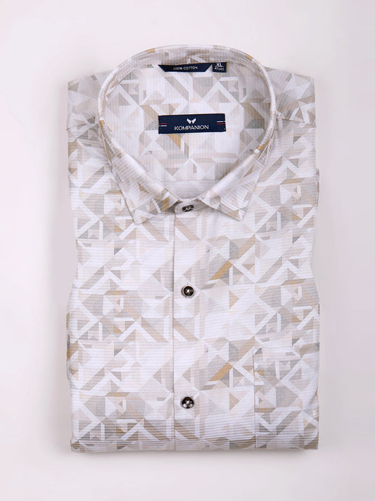 KOMPANION Men's Digital Cream print Shirt