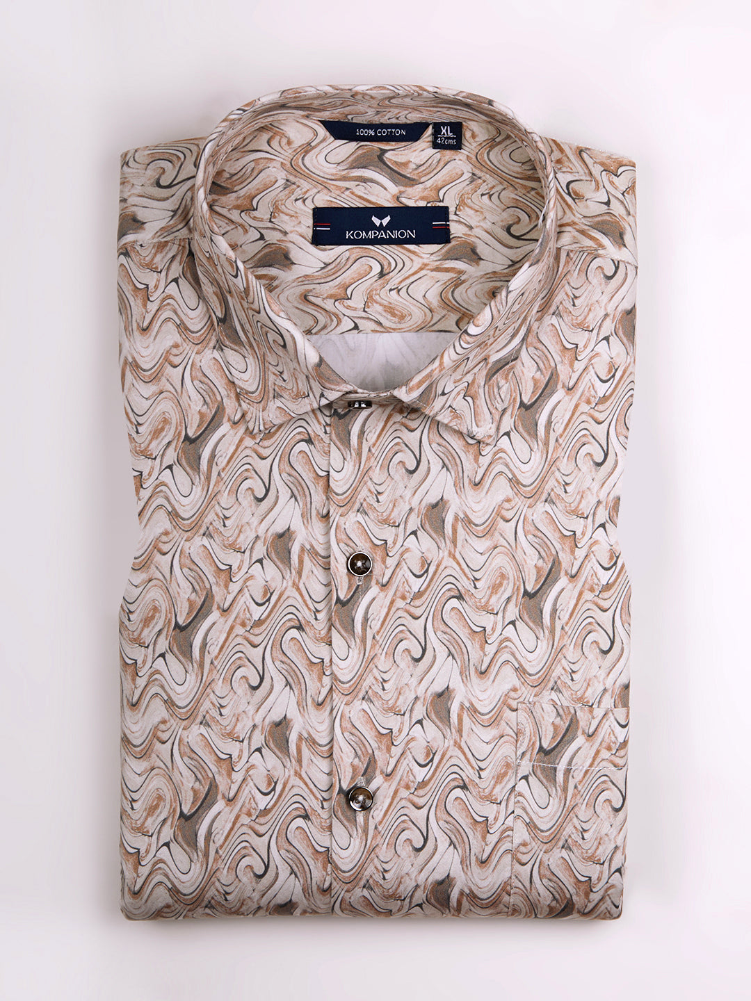 KOMPANION Men's Digital Light Brown print Shirt