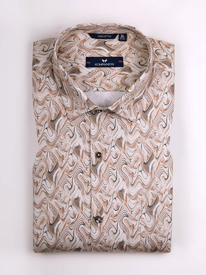 KOMPANION Men's Digital Light Brown print Shirt