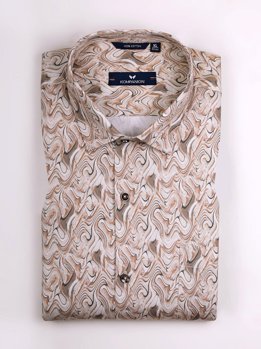 KOMPANION Men's Digital Light Brown print Shirt