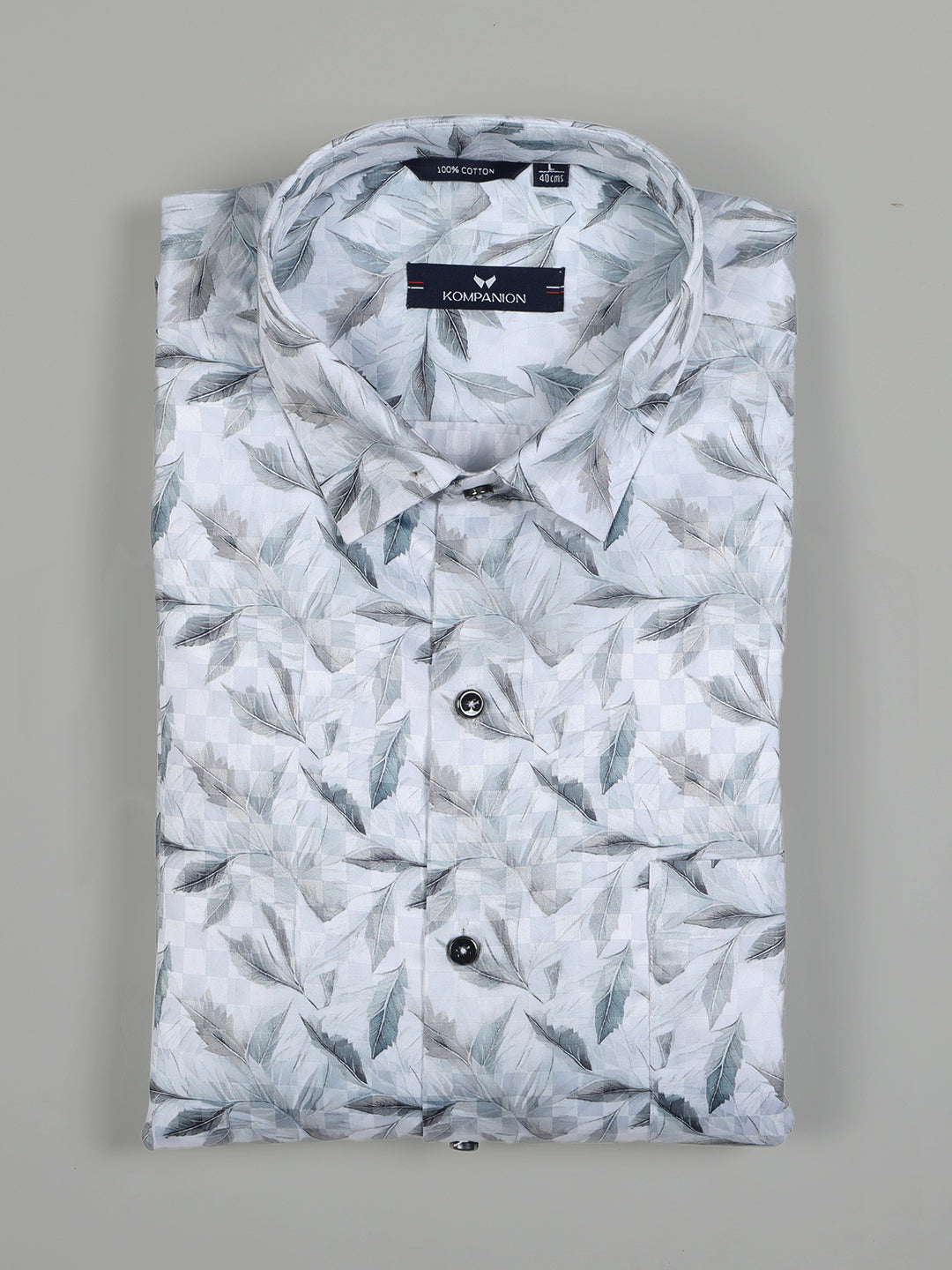Kompanion Men's Grey Digital print Shirt